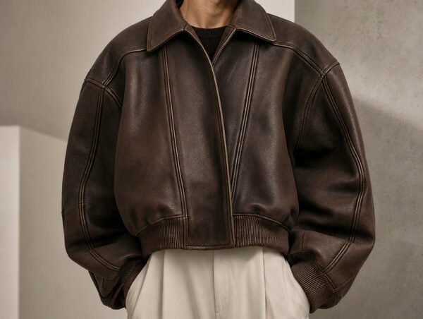 jck2 Custom Wholesale Men's Vintage Brown Leather Bomber Jacket