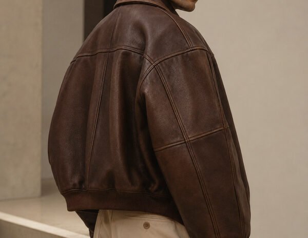 jck3 Custom Wholesale Men's Vintage Brown Leather Bomber Jacket