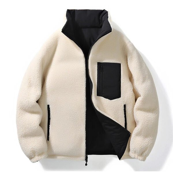 pugf65c2 Custom Men's Reversible Sherpa Fleece Puffer Jacket