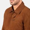 Custom Men's Brown Suede Leather Bomber Jacket |