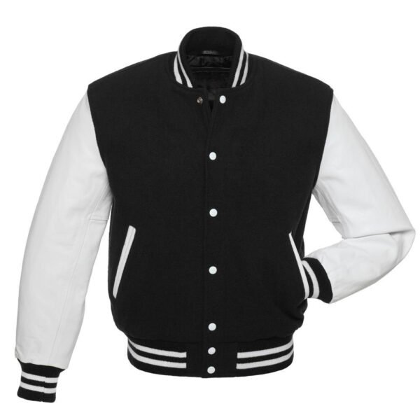 Men's Custom Wool & White Leather Sleeve Varsity Jacket