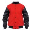 varsity red1 Custom Men's Wool & Leather Varsity Letterman Jacket