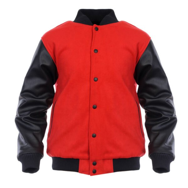 varsity red1 Custom Men's Wool & Leather Varsity Letterman Jacket