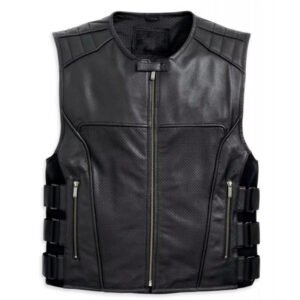 Custom Men's Perforated Cowhide Leather  Vest