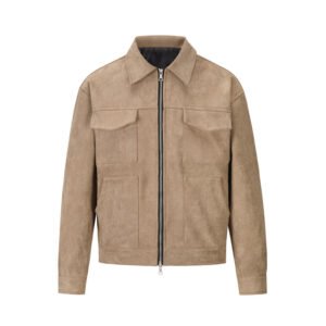 Men's Custom Suede Leather Multi-Pocket Zip Jacket