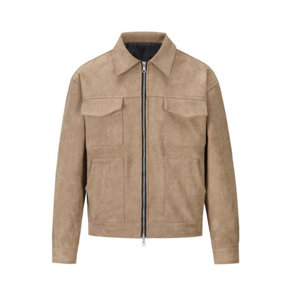 Men's Custom Suede Leather Multi-Pocket Zip Jacket