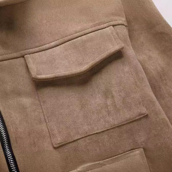 Men's Custom Suede Leather Multi-Pocket Zip Jacket