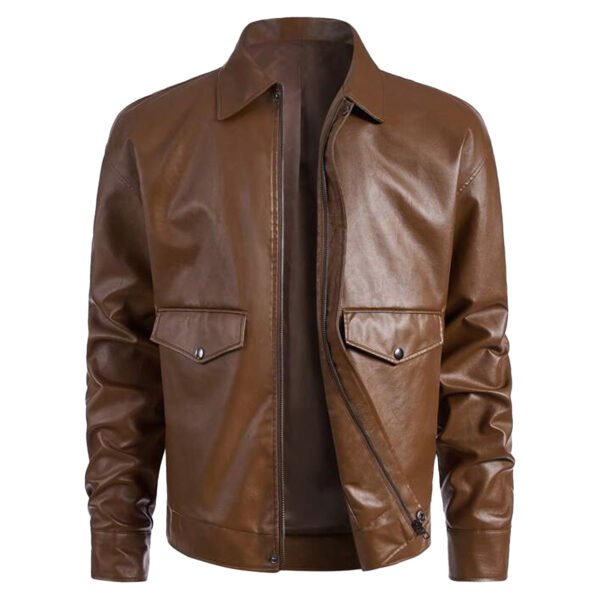 Men's Classic Brown Leather Aviator Flight Jacket