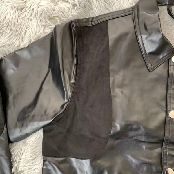 biker 3 Custom Men's PU Leather Biker Jacket with Contrast Panels
