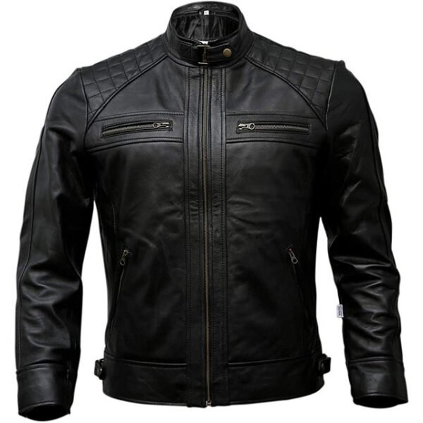 Custom Men's Quilted Biker Leather Jacket