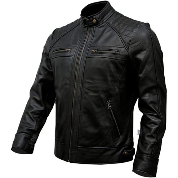 Custom Men's Quilted Biker Leather Jacket