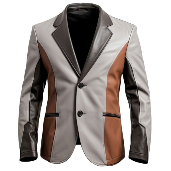 blazer 5 Men's Color-Block Leather Blazer Jacket