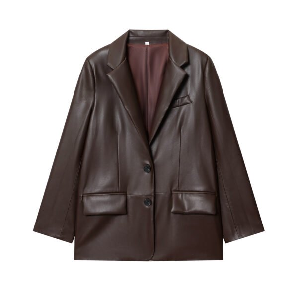 blazer1 Custom Women's Faux Leather Blazer Jacket