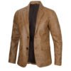 blazer2 Men's Vintage Tan Genuine Leather Blazer Jacket