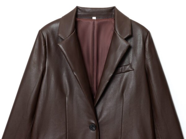 blazer3 Custom Women's Faux Leather Blazer Jacket