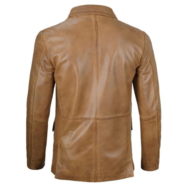 blazer3 Men's Vintage Tan Genuine Leather Blazer Jacket