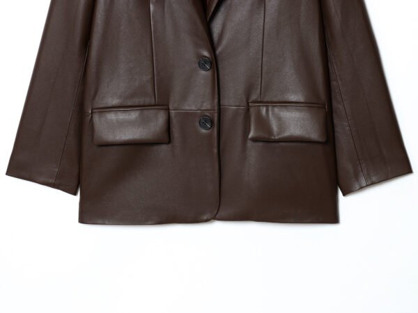 blazer4 Custom Women's Faux Leather Blazer Jacket