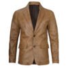 blazer4 Men's Vintage Tan Genuine Leather Blazer Jacket