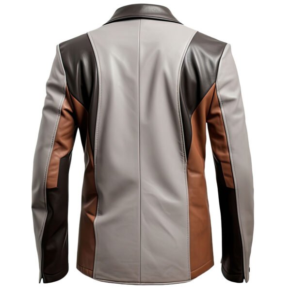 blazer6 Men's Color-Block Leather Blazer Jacket