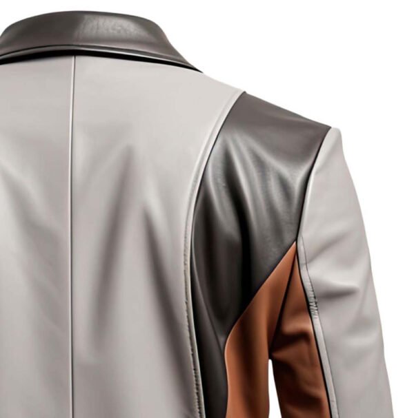 blazer8 Men's Color-Block Leather Blazer Jacket