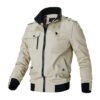 bomber white jck1 Men's Utility High Street Military Bomber Jacket