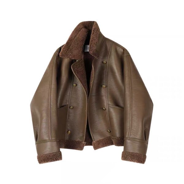 fur jacket1 Women's Shearling Lambskin Leather Short Coat