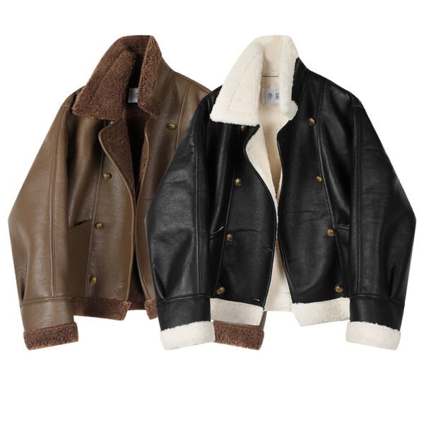 fur jacket2 Women's Shearling Lambskin Leather Short Coat