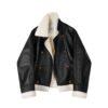 fur jck3 Women's Shearling Lambskin Leather Short Coat