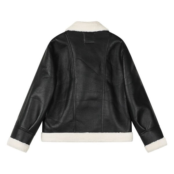 fur jck4 Women's Shearling Lambskin Leather Short Coat
