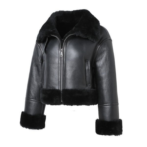 Custom Women's Real Sheepskin Shearling Leather Jacket