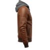 hooded brown j2 Wholesale Men's Brown Hooded Leather Biker Jacket