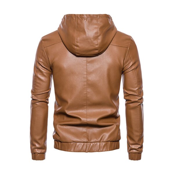 Men's Hooded Brown Leather Jacket