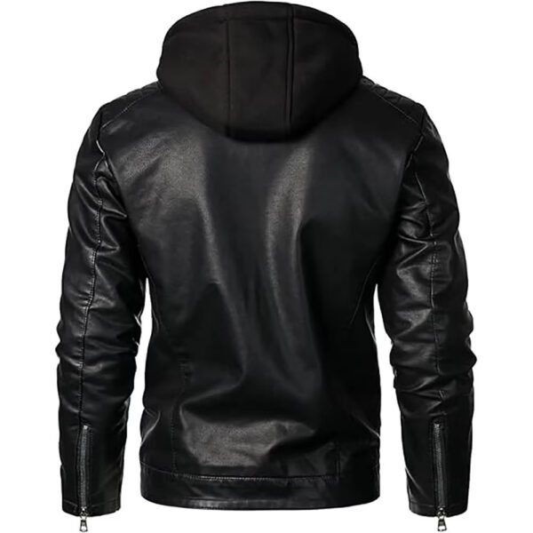 hooded leather jacket1 Custom Men's Hooded Biker Leather Jacket
