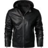 hooded leather jacket2 Custom Men's Hooded Biker Leather Jacket