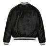 Men's Black Leather Varsity Bomber Jacket