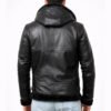 hooded3 Custom Men's Black Hooded Leather Jacket
