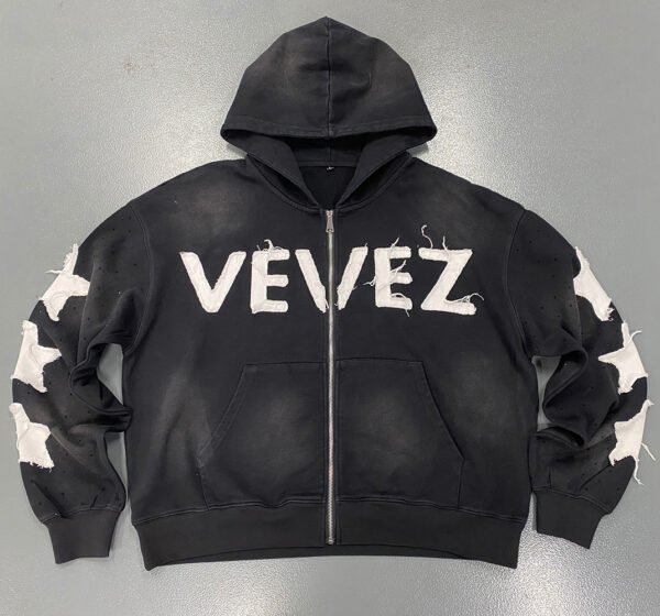 hoodie embordery1 Custom Men's Vintage Washed Zip-Up Hoodie
