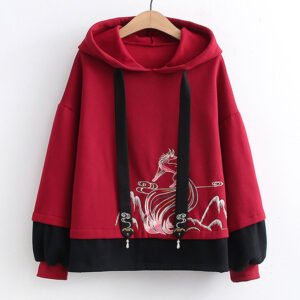 hoodie women Custom Women's Embroidered Colorblock Pullover Hoodie