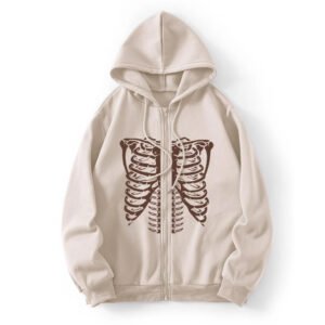 hoodie1 Custom Men's Puff Print Skeleton Full-Zip Hoodie