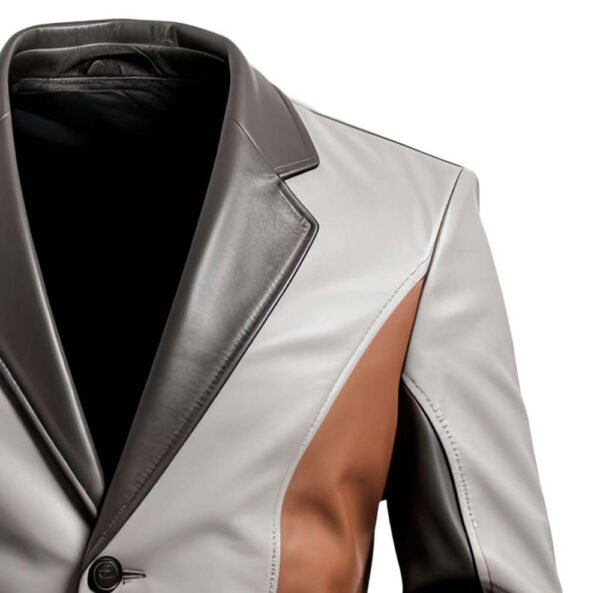 lazer7 Men's Color-Block Leather Blazer Jacket