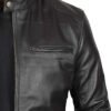 leather biker jaxket2 Men's Genuine Leather Cafe Racer Biker Jacket