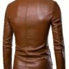 leather blazer brown2 Wholesale Men's PU Leather Blazer Jacket