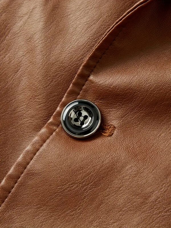 leather blazer brown4 Wholesale Men's PU Leather Blazer Jacket