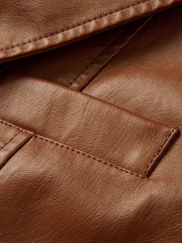 leather blazer brown5 Wholesale Men's PU Leather Blazer Jacket