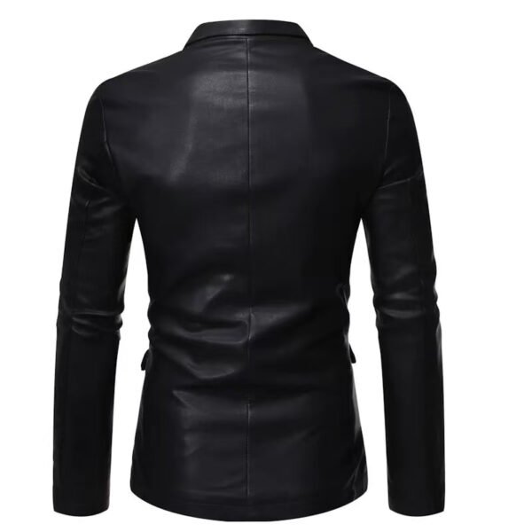 leather blazer3 Wholesale Men's Slim-Fit Black Leather Blazer Jacket