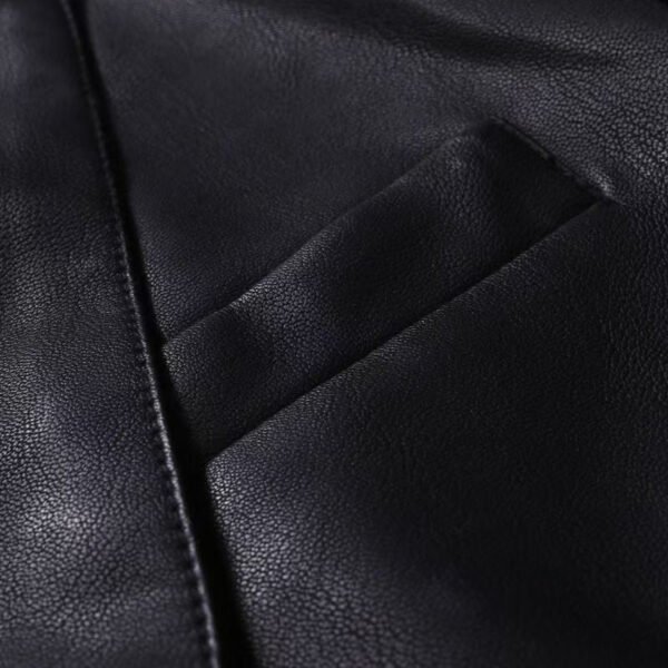leather blazer4 Wholesale Men's Slim-Fit Black Leather Blazer Jacket