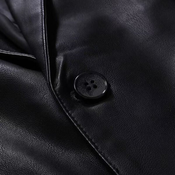 leather blazer5 Wholesale Men's Slim-Fit Black Leather Blazer Jacket