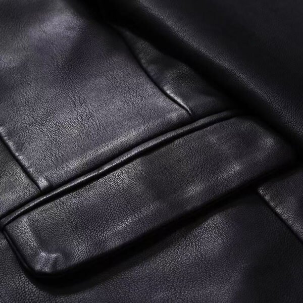 leather blazer6 Wholesale Men's Slim-Fit Black Leather Blazer Jacket