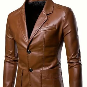 Wholesale Men's PU Leather Blazer Jacket