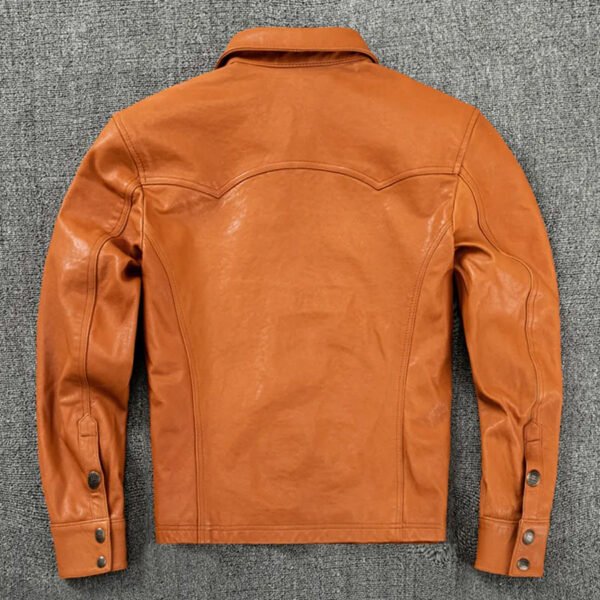 leather s2 Men's Vintage Cognac Cowhide Leather Western Shirt Jacket